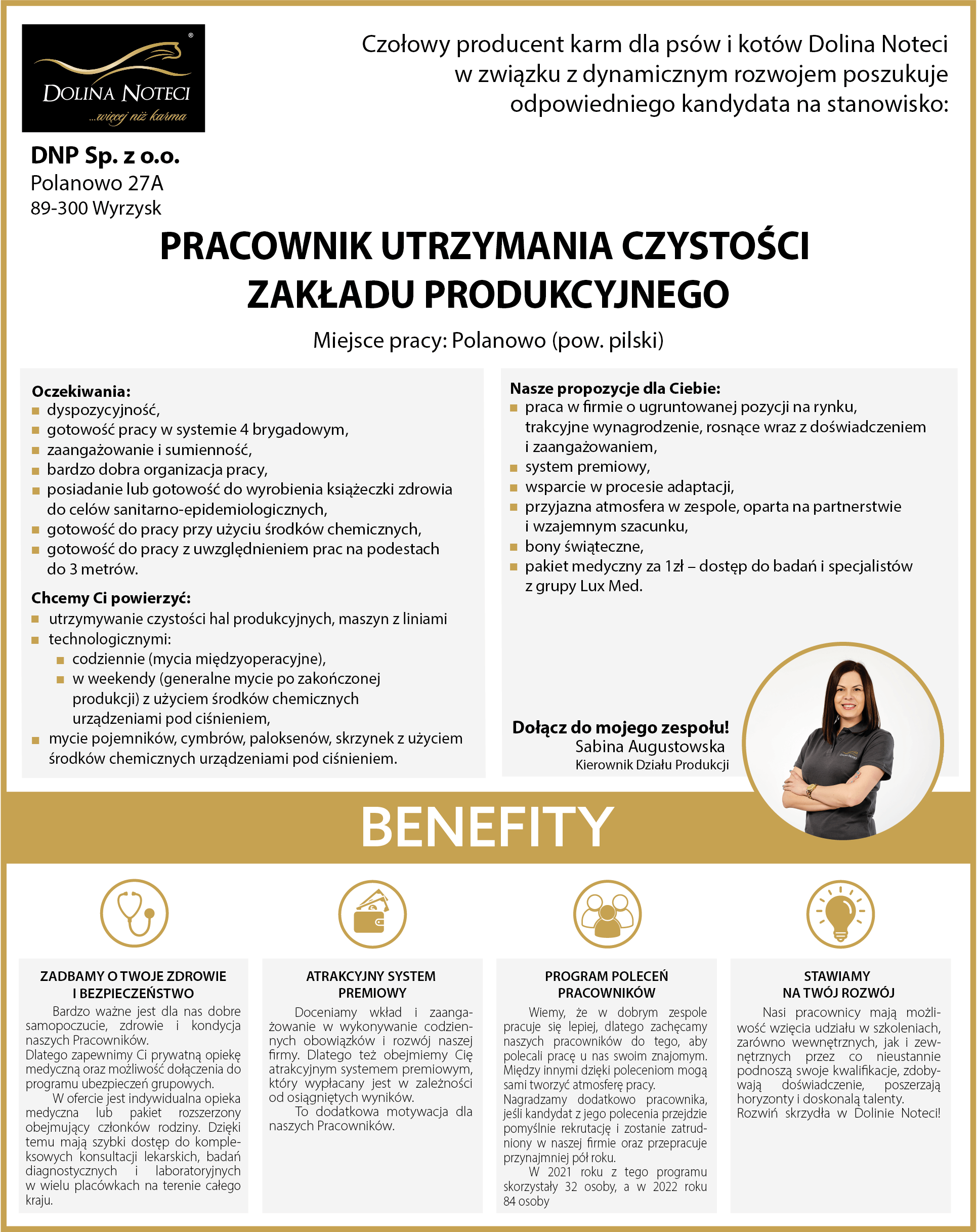 Pracownik Utrzymania Czystości Zakładu Produkcyjnego
